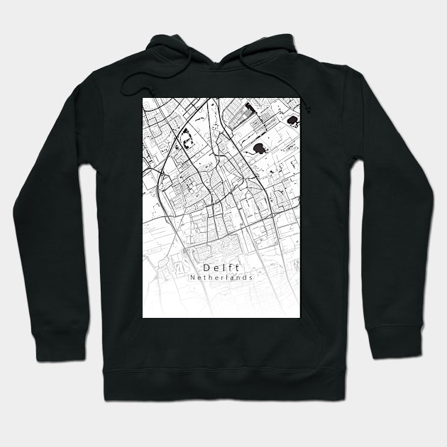 Delft Netherlands City Map white Hoodie by Robin-Niemczyk